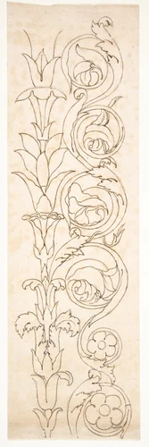 Ornamental drawings (recto) blank (verso) by anonymous, drawing, 1500-1560