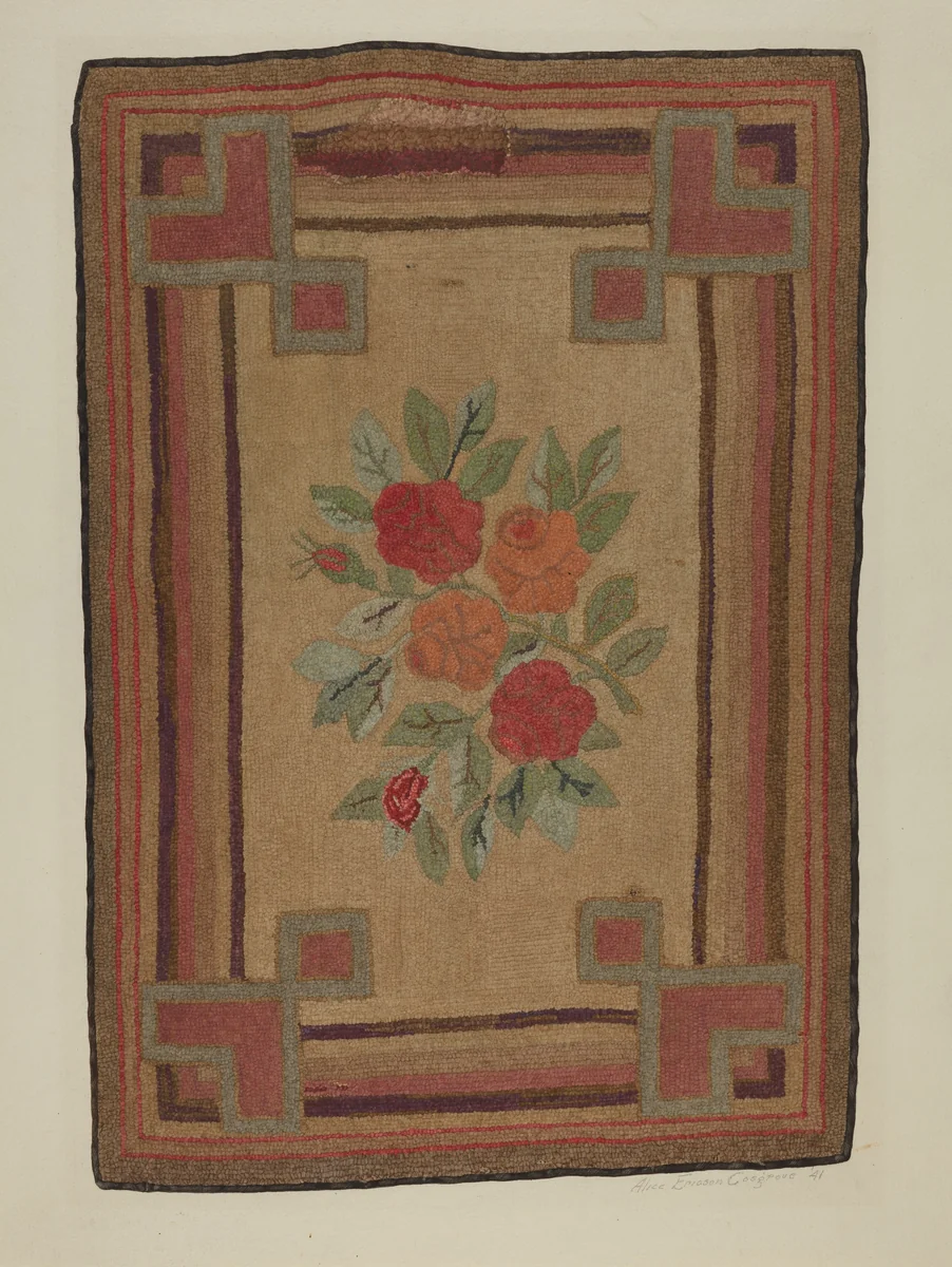 Hooked Rug by Alice Cosgrove, index of american design, 1941