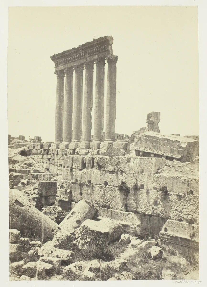The Great Pillars at Baalbec by Francis Frith, photograph, 1857