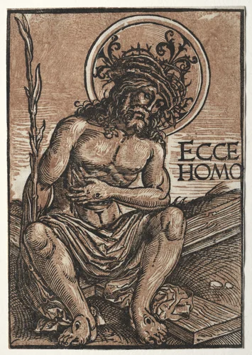 Man of Sorrows Seated on the Cross by Hans Weiditz, print, 1517-1527