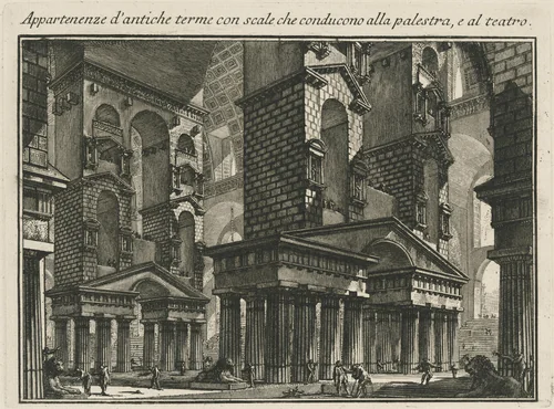 Appartenenze d'antiche terme con scale che conducono alla palestar, e al teatro by Giovanni Battista Piranesi, print, 1750