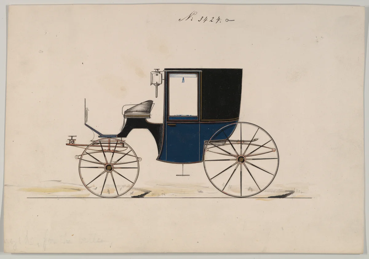 Design for Brougham, no. 3424a by Brewster & Co., drawing, 1878