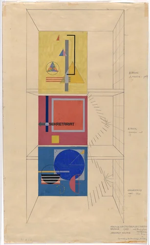 Wall-painting study for the stairwell of the Weimar Bauhaus building on the occasion of the Bauhaus Exhibition by Herbert Bayer, drawing, 1923
