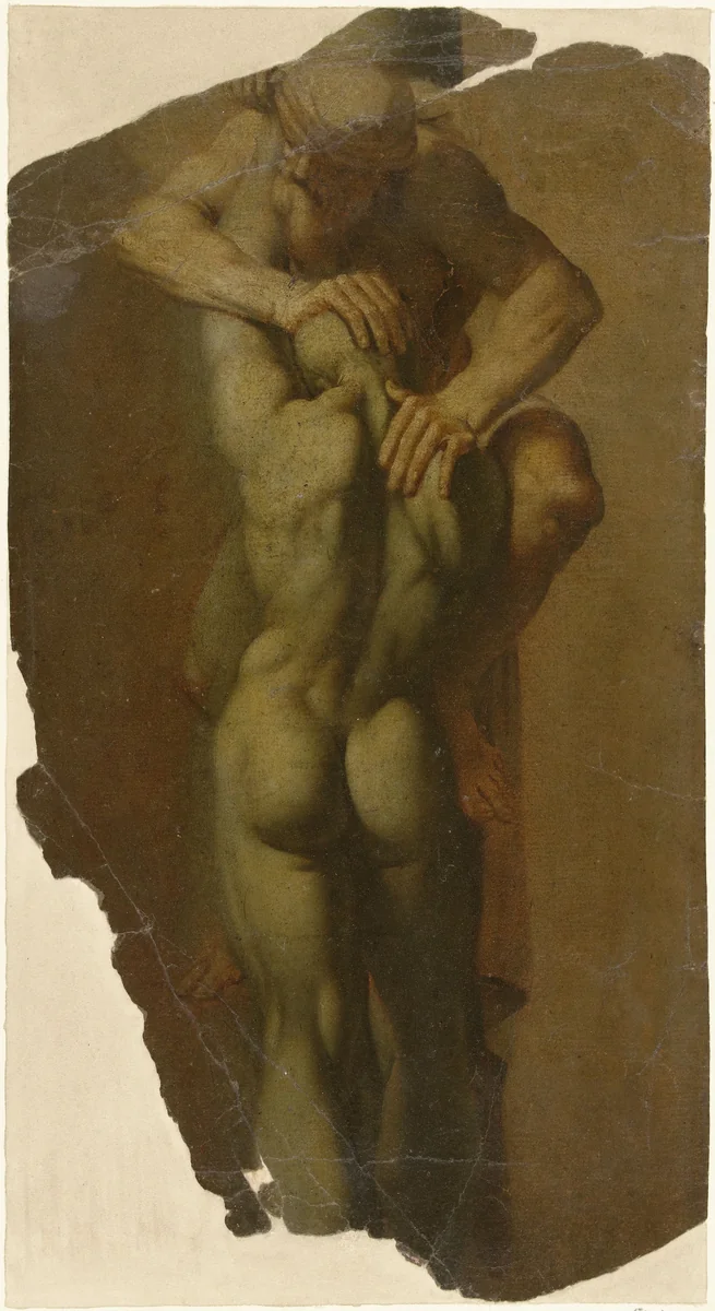 Twee kariatiden by Giuseppe Maria Crespi, drawing, 1675-1747