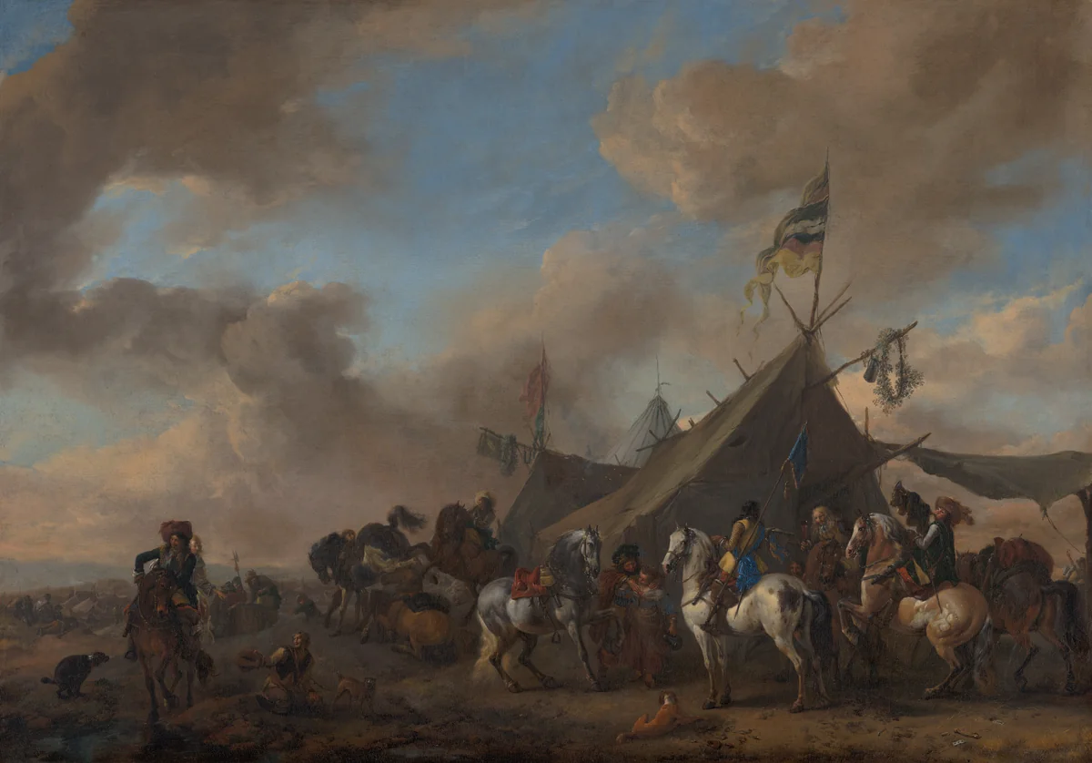 Army Camp by Philips Wouwerman, painting, 1660
