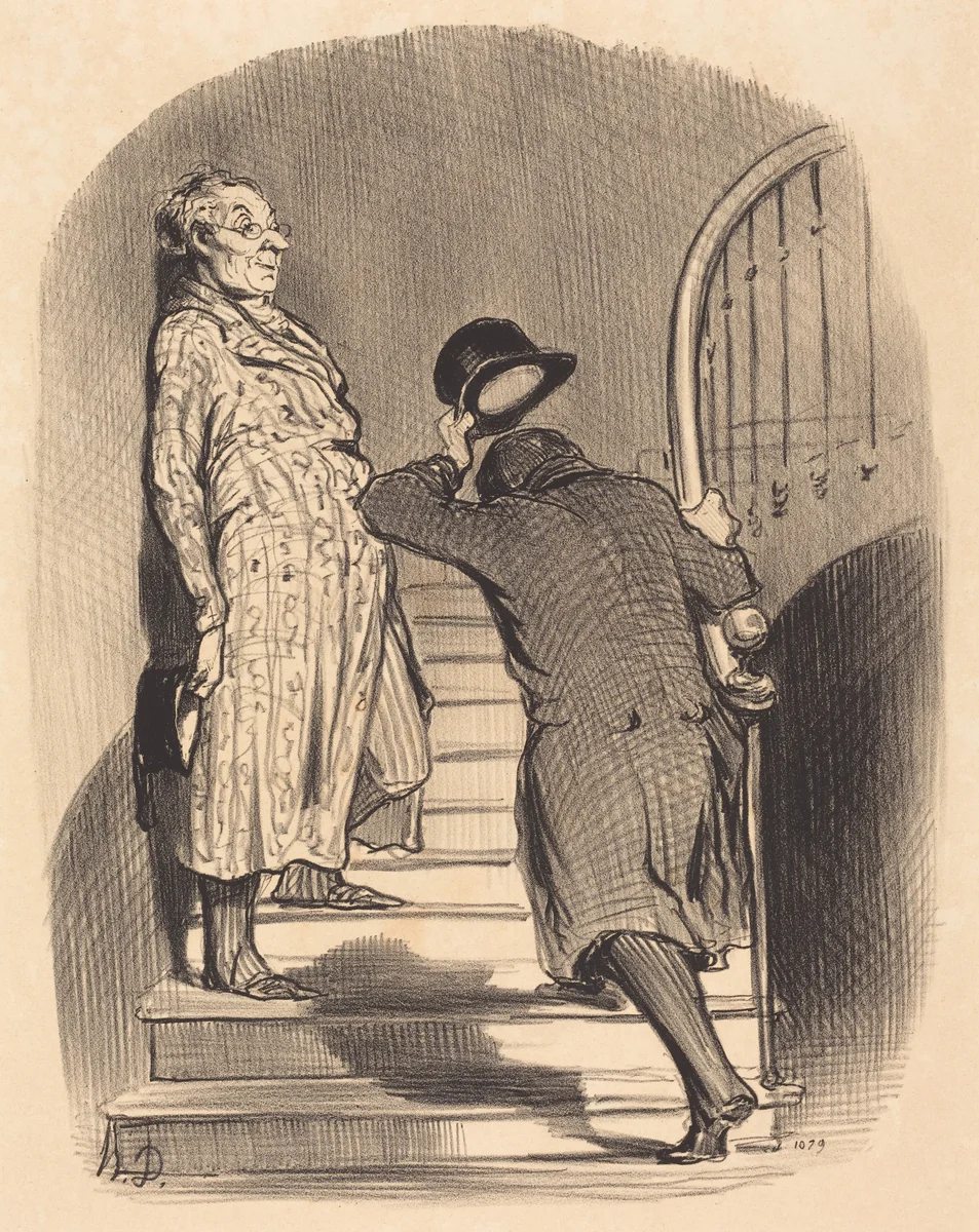 Un Locataire qui paie exactement son terme by Honoré Daumier, print, 1847
