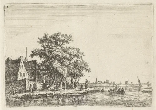 Kerk aan het water by Anthonie Waterloo, print, 1630-1663