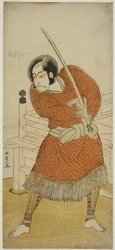 The Actor Ichikawa Danjuro V as Abe no Sadato in the Play Oshu Adachi ga Hara, Performed at the Ichimura Theater in the Fifth Month, 1777 by Katsukawa Shunsho (勝川 春章), print, 1772-1782