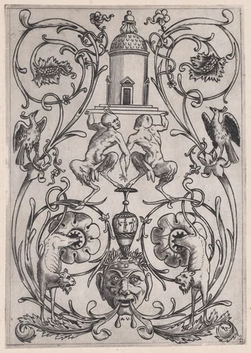 Ornamental Panel by Agostino Veneziano, print, 1514-1536