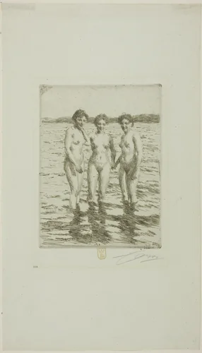 The Three Graces by Anders Zorn, print, 1910
