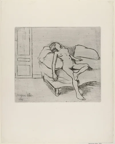 Louise Nude on the Sofa (Louise nue sur le canapé) by Suzanne Valadon, print, 1895