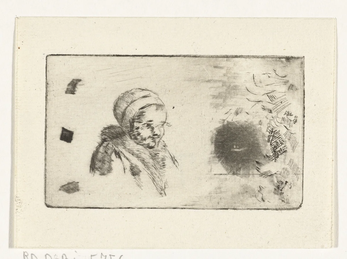 Kinderhoofd en oefeningen met de etsnaald by Christina Chalon, print, 1758-1808