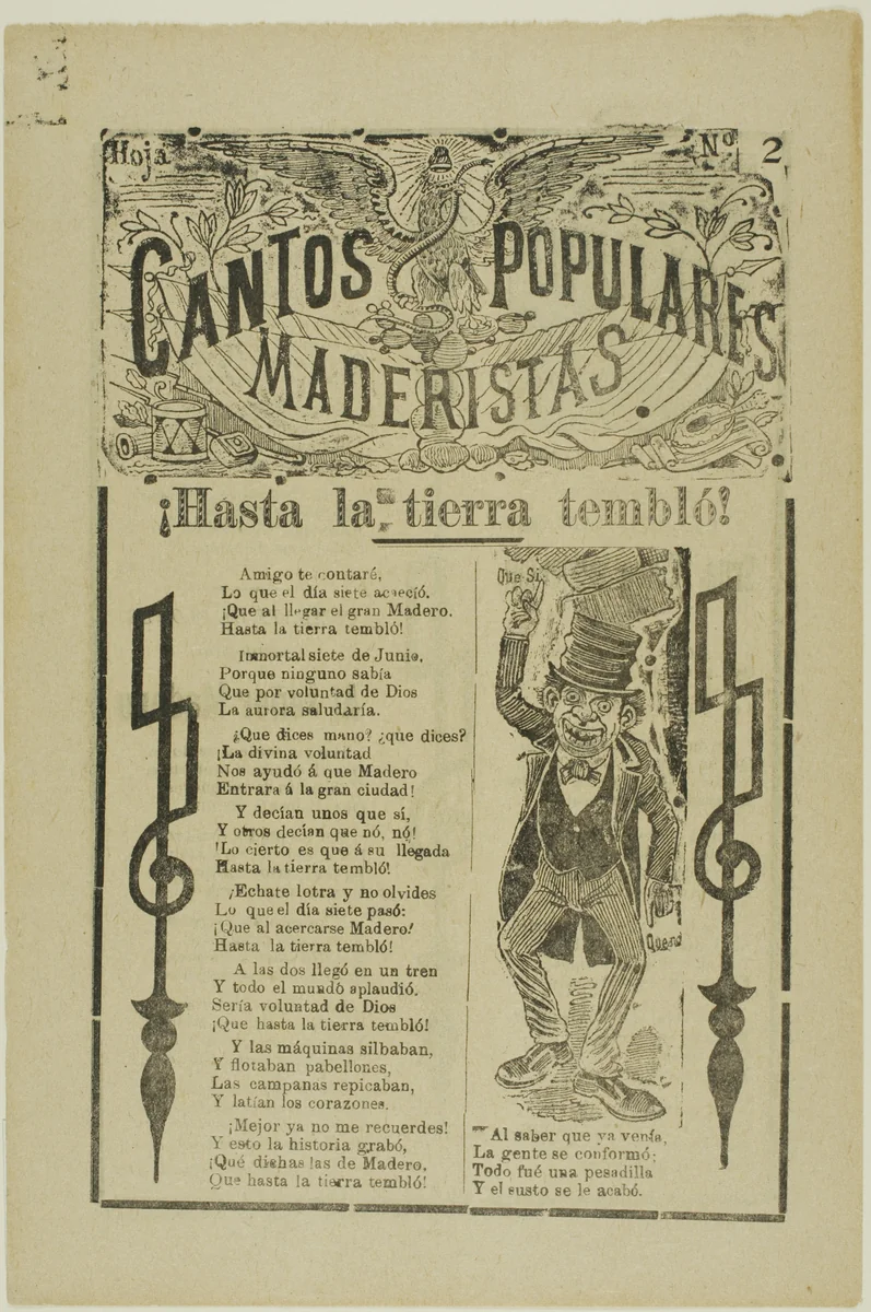 Madero Folk Songs: Even the Ground Trembled by José Guadalupe Posada, print, 1911