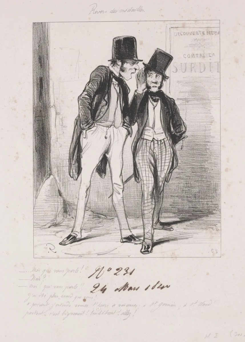 Revers des médailles: Moi qui vous parle by Paul Gavarni, print, 1840