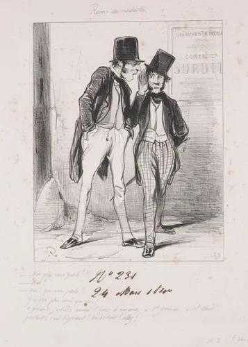 Revers des médailles: Moi qui vous parle by Paul Gavarni, print, 1840