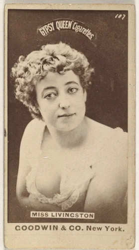 Miss Livingston, from the Actors and Actresses series (N171) for Gypsy Queen Cigarettes by Goodwin & Company, photograph, 1886-1890
