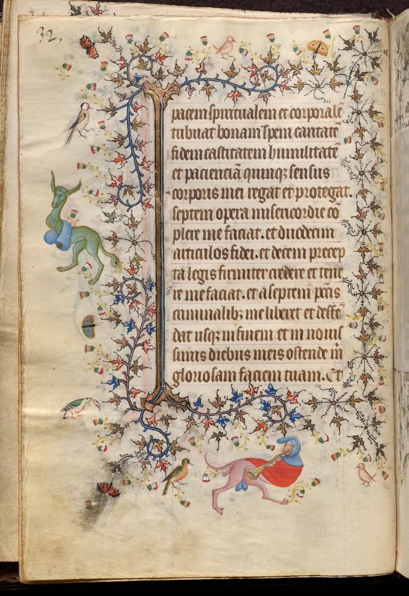 Hours of Charles the Noble, King of Navarre (1361-1425): fol. 16v, Text by Master of the Brussels Initials and Associates, book, 1400-1410