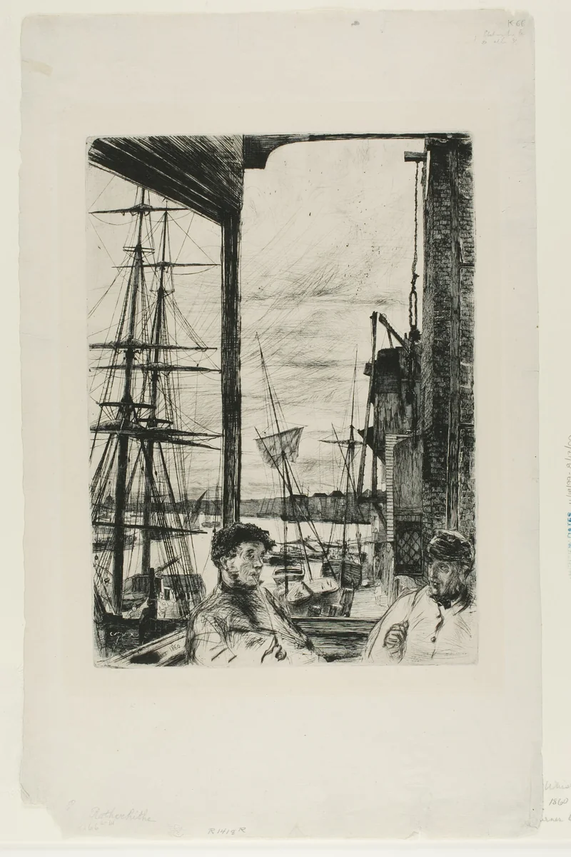 Rotherhithe by James McNeill Whistler, print, 1860