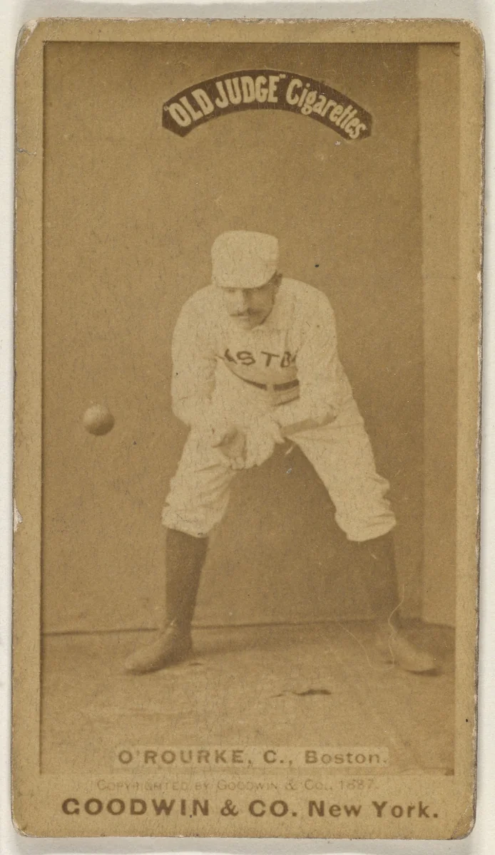O'Rourke, Catcher, Boston, from the Old Judge series (N172) for Old Judge Cigarettes by Goodwin & Company, photograph, 1887