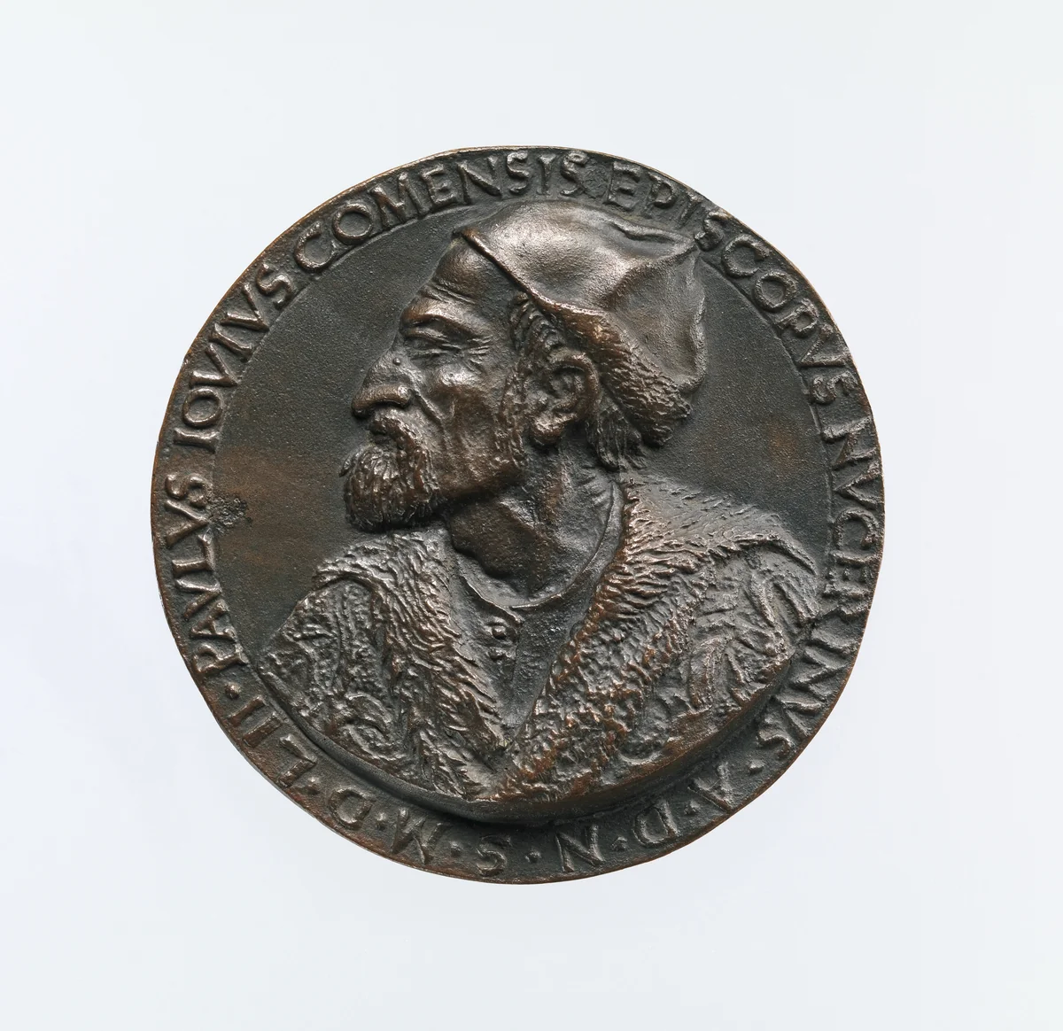 Portrait medal of Paolo Giovio (obverse); Giovio Raising a Man from a Grave (reverse) by Francesco da Sangallo, metalwork, 1552