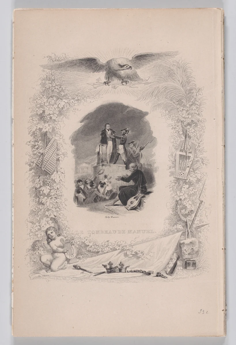 Manuel's Tomb, from "The Complete Works of Béranger" by François-Louis Français, print, 1829