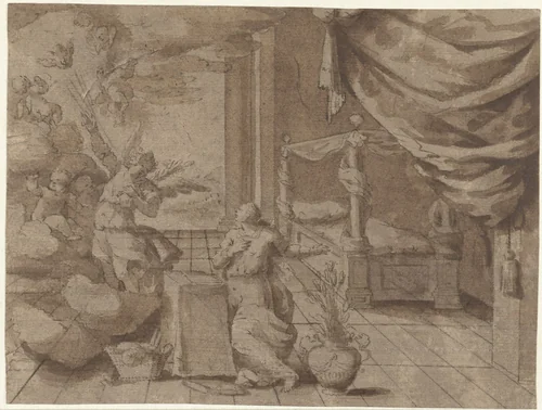 De Annunciatie by anonymous, drawing, 1600-1699