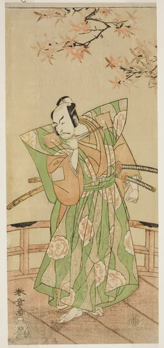 The Actor Ichikawa Danjuro V as Momonoi Wakasanosuke Yasuchika (?) in the Play Kanadehon Chushingura (?), Performed at the Nakamura Theater (?) in the Fifth Month, 1771 (?) by Katsukawa Shunsho (勝川 春章), print, 1766-1776