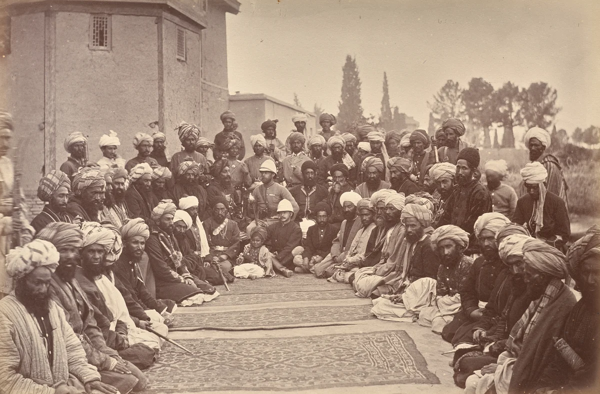 Major Cavagnari C.S.I. and Sirdars by John Burke, photograph, 1878-1880
