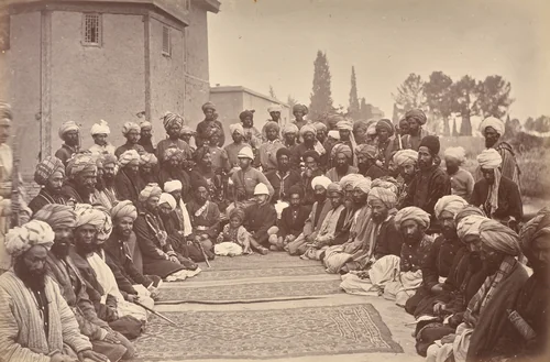 Major Cavagnari C.S.I. and Sirdars by John Burke, photograph, 1878-1880