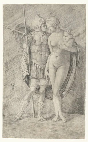 Mars in wapenrusting en naakte Venus met Cupido by Unknown, print, 1509-1510