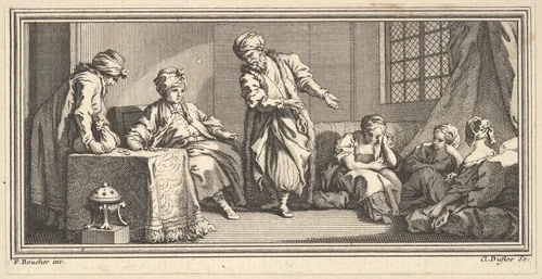 The Slave Merchant by Claude Augustin Duflos le Jeune, print, 1746-1747