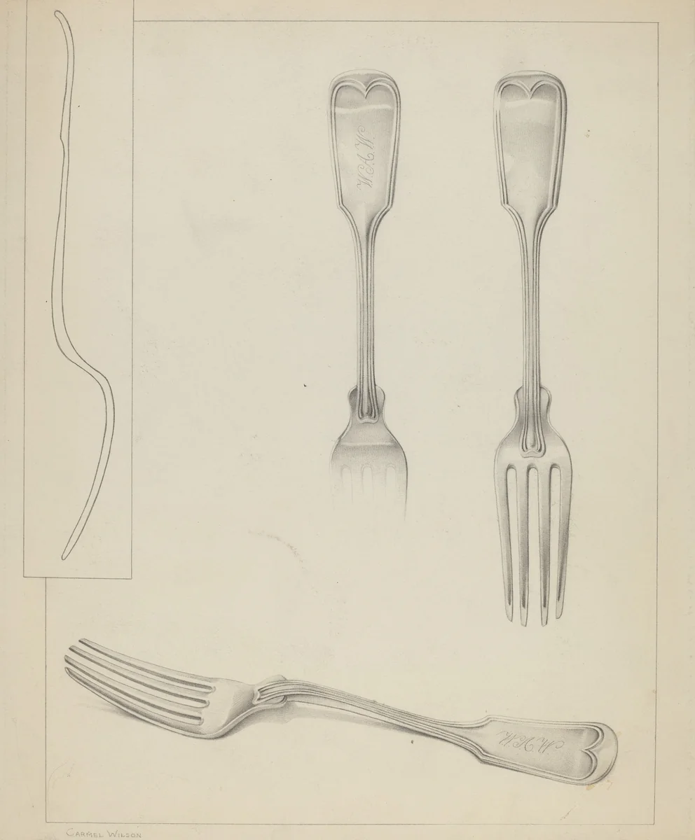 Silver Fork by American 20th Century, index of american design, 1935-1942