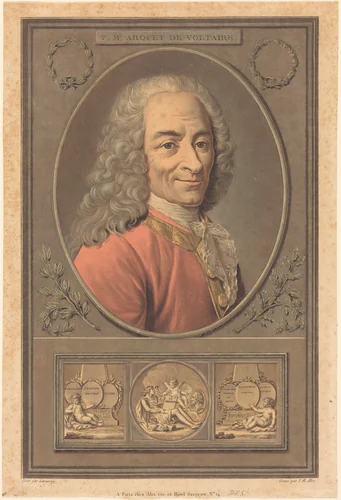 F.M. Arouet de Voltaire by Pierre-Michel Alix; Jean-François Garnerey, print, 1796