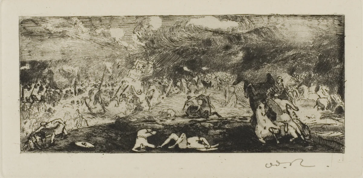 Battle by Odilon Redon, print, 1865