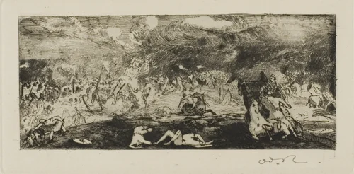 Battle by Odilon Redon, print, 1865