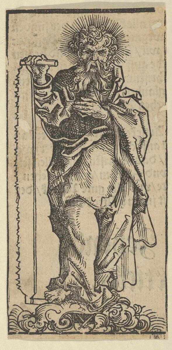 Silver Statuette of St. Simon, from the "Wittenberg Reliquaries" by Lucas Cranach, print, 1472-1553