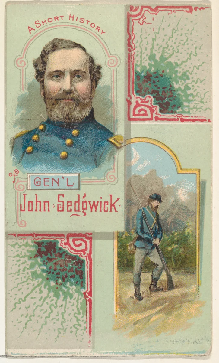 A Short History: General John Sedgwick, from the Histories of Generals series (N114) issued by W. Duke, Sons & Co. to promote Honest Long Cut Smoking and Chewing Tobacco by W. Duke, Sons & Co., print, 1888