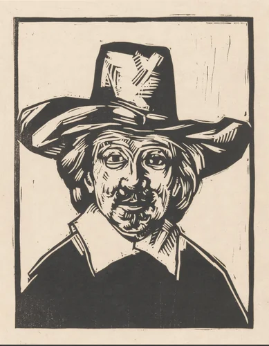 Man met hoed by Henri Jonas, print, 1888-1931