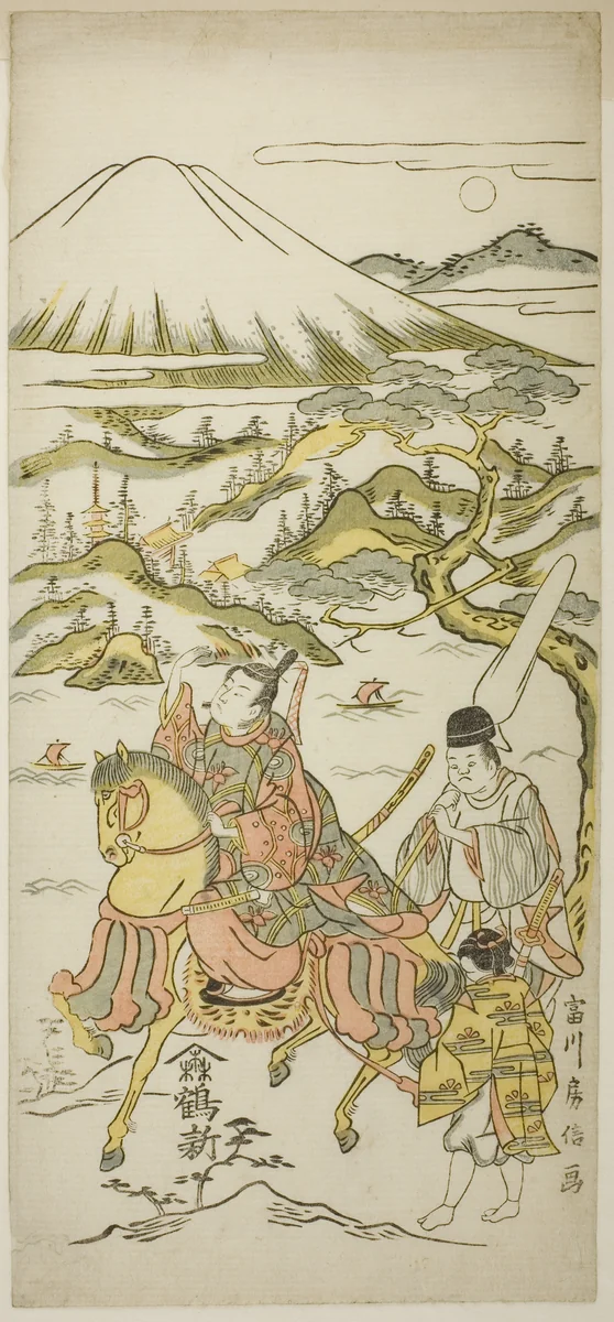 Narihira's eastern journey by Tomikawa Fusanobu, print, 1750-1775