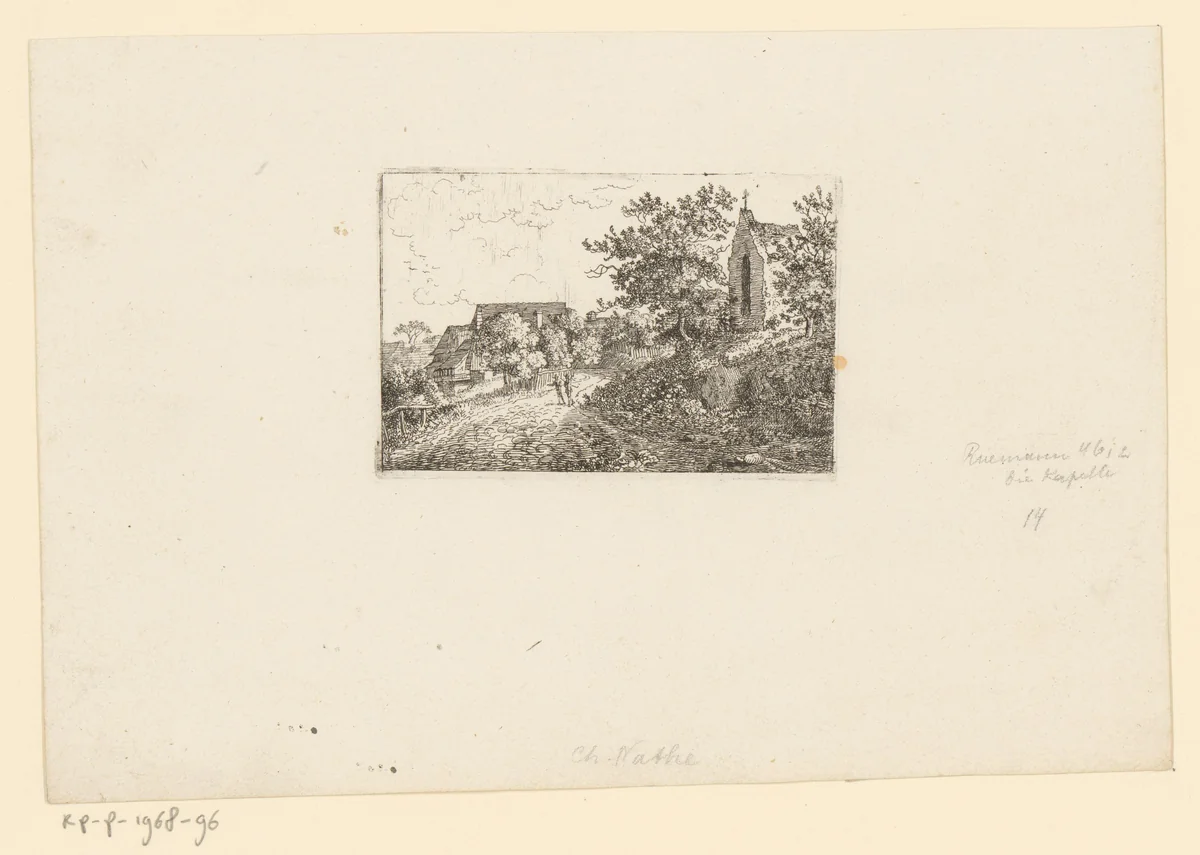 Landschap met een kapel by Christoph Nathe, print, 1763-1806