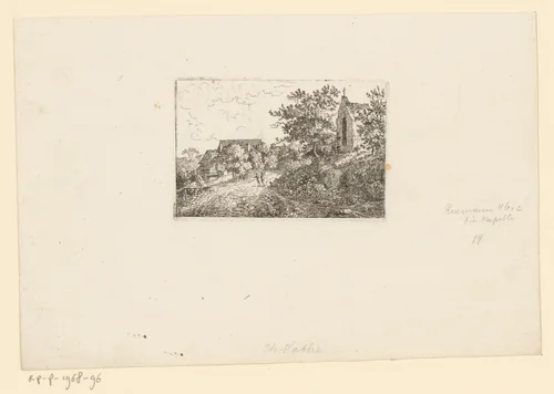 Landschap met een kapel by Christoph Nathe, print, 1763-1806