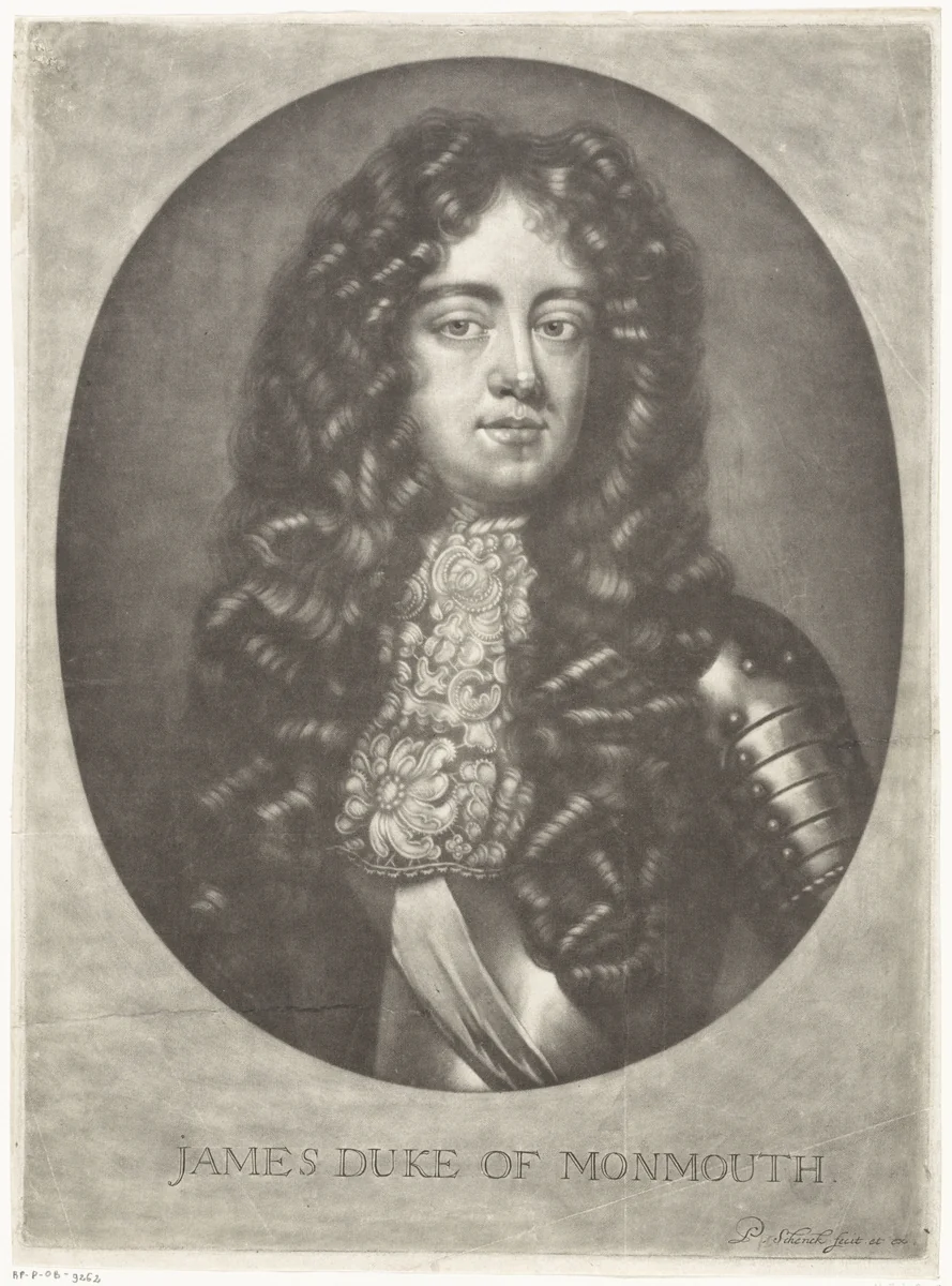 Portret van James Scott hertog van Monmouth by Pieter Schenk, print, 1670-1713