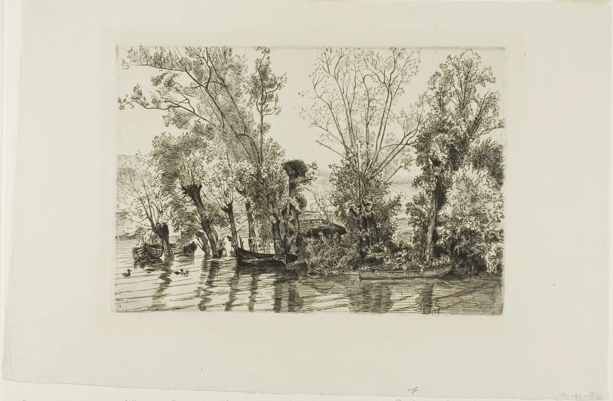 The Willows at Mottiaux by Felix Bracquemond, print, 1868
