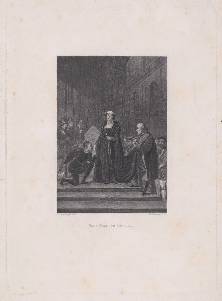 Mary, Queen of Scots on the scaffold by Narcisse-Edmond-Joseph Desmadryl, print, 1800-1899