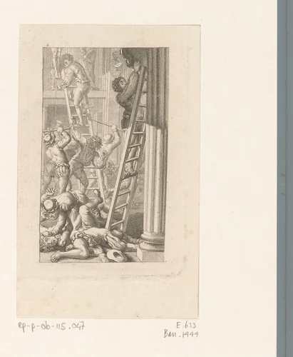 Verwoesting van katholieke beelden in een kerk by Daniel Nikolaus Chodowiecki, print, 1789