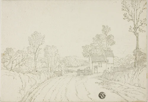Road Past House in Landscape by Unknown Artist, drawing, 1700-1799