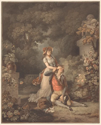 L'Amant surpris by Charles-Melchior Descourtis; Jean-Frédéric Schall, print, 1798-1810