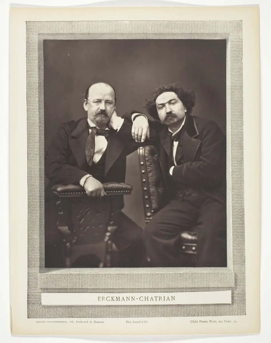 Émile Erckmann (French writer, 1822-1899) and Alexandre Chatrian (French writer, 1826-1890) by Pierre Petit, photograph, 1871-1876