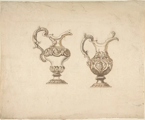 Two Vases by anonymous, drawing, 1700-1800