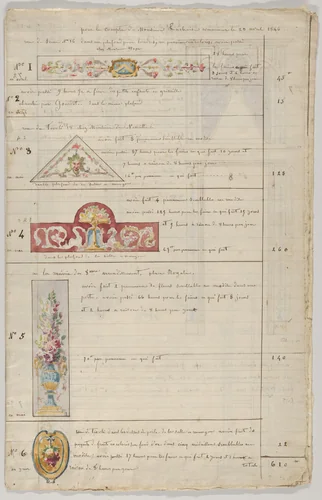 Interior Decorator’s Account Book of Hours Spent by Jules-Edmond-Charles Lachaise, drawing, 1846